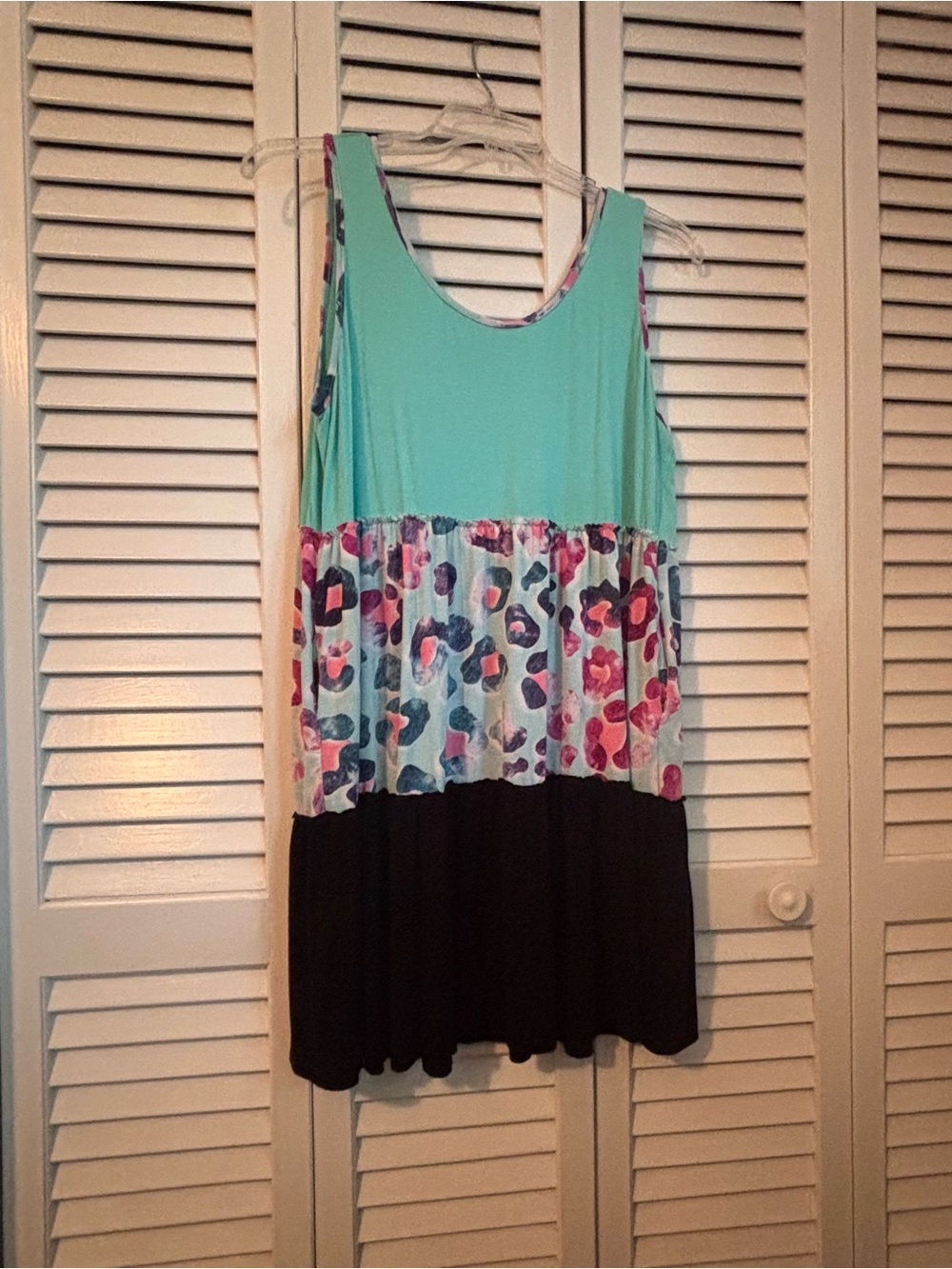HEIMISH USA Mint, Floral and Black Tiered Casual Dress